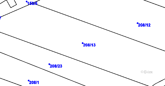 Parcela st. 208/13 v KÚ Vitín, Katastrální mapa