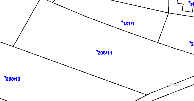Parcela st. 208/11 v KÚ Vitín, Katastrální mapa