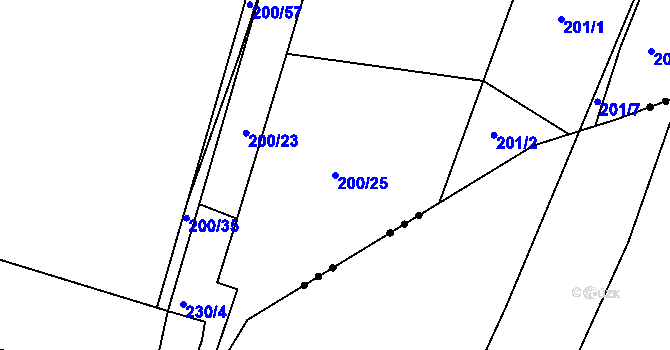 Parcela st. 200/25 v KÚ Vitín, Katastrální mapa