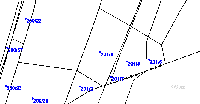 Parcela st. 201/1 v KÚ Vitín, Katastrální mapa