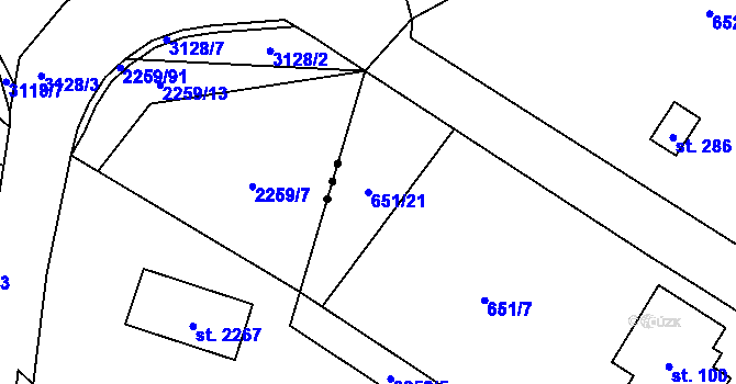 Parcela st. 651/21 v KÚ Vitín, Katastrální mapa