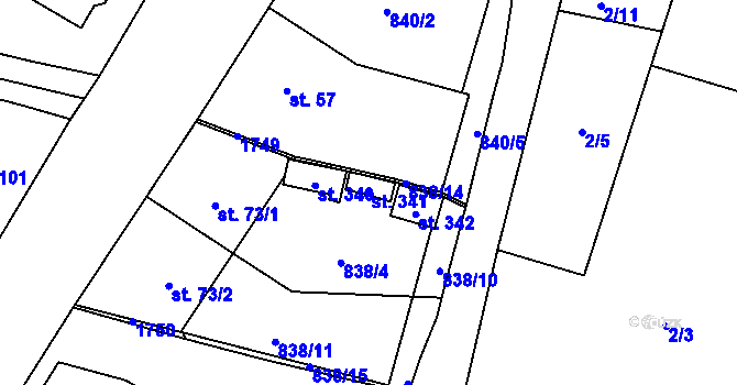 Parcela st. 341 v KÚ Vitín, Katastrální mapa