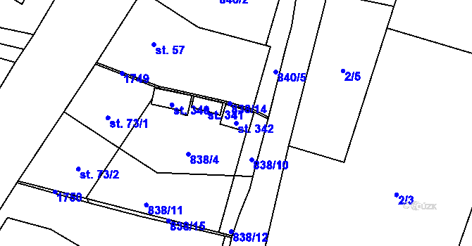 Parcela st. 342 v KÚ Vitín, Katastrální mapa