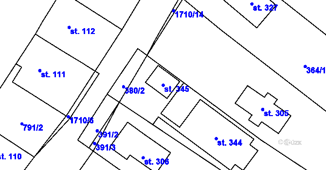 Parcela st. 345 v KÚ Vitín, Katastrální mapa