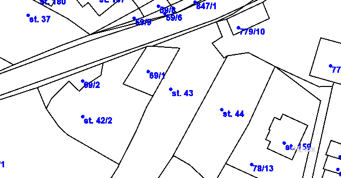 Parcela st. 43 v KÚ Vitiněves, Katastrální mapa