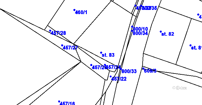 Parcela st. 83 v KÚ Vitiněves, Katastrální mapa