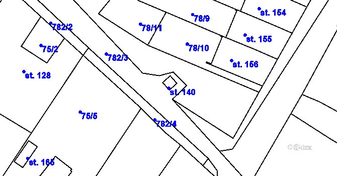 Parcela st. 140 v KÚ Vitiněves, Katastrální mapa