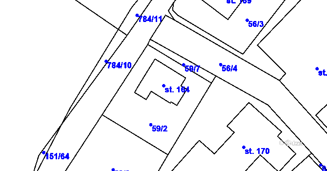 Parcela st. 164 v KÚ Vitiněves, Katastrální mapa