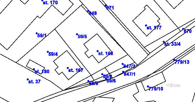Parcela st. 168 v KÚ Vitiněves, Katastrální mapa