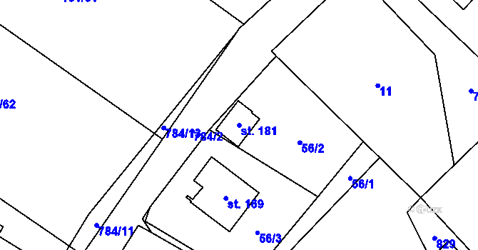 Parcela st. 181 v KÚ Vitiněves, Katastrální mapa