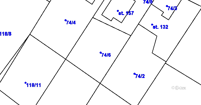 Parcela st. 74/6 v KÚ Vitiněves, Katastrální mapa