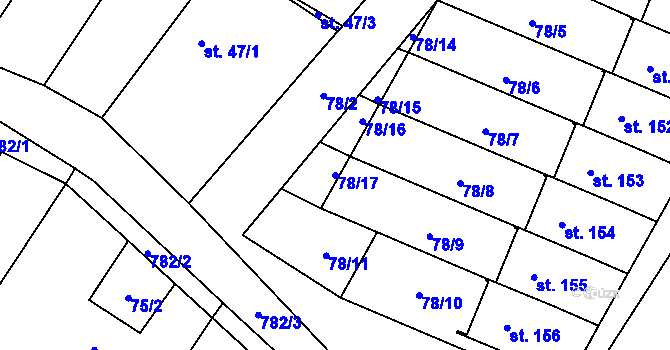 Parcela st. 78/17 v KÚ Vitiněves, Katastrální mapa