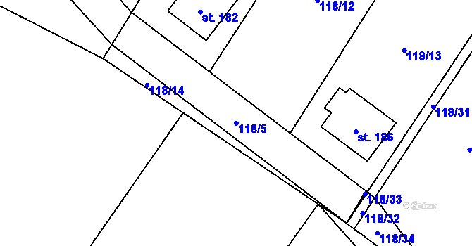 Parcela st. 118/5 v KÚ Vitiněves, Katastrální mapa