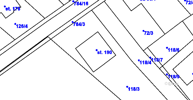 Parcela st. 190 v KÚ Vitiněves, Katastrální mapa