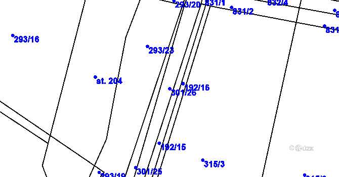 Parcela st. 301/26 v KÚ Vitiněves, Katastrální mapa
