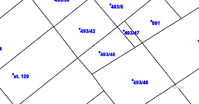 Parcela st. 493/46 v KÚ Vitiněves, Katastrální mapa