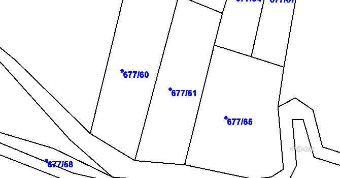 Parcela st. 677/61 v KÚ Vitiněves, Katastrální mapa