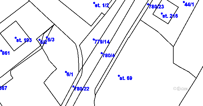 Parcela st. 780/4 v KÚ Vitiněves, Katastrální mapa