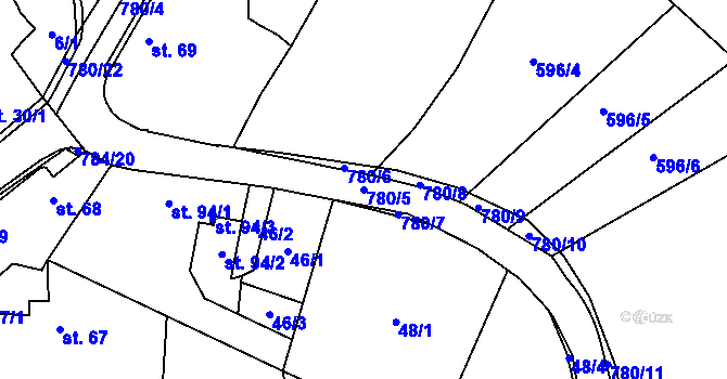 Parcela st. 780/5 v KÚ Vitiněves, Katastrální mapa