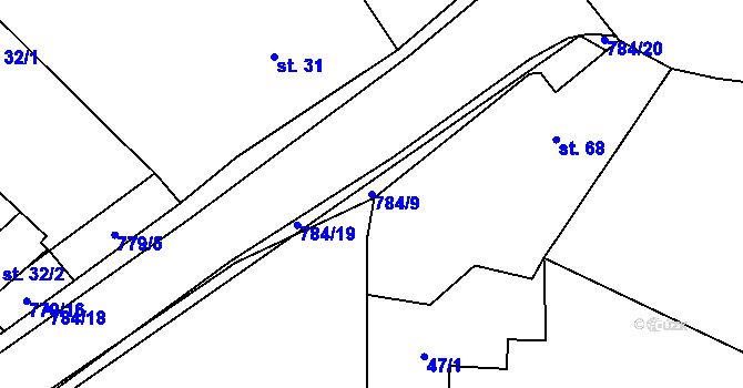 Parcela st. 784/9 v KÚ Vitiněves, Katastrální mapa