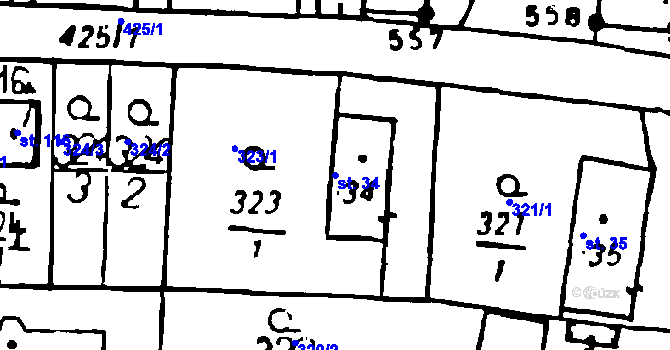 Parcela st. 34 v KÚ Vitinka, Katastrální mapa