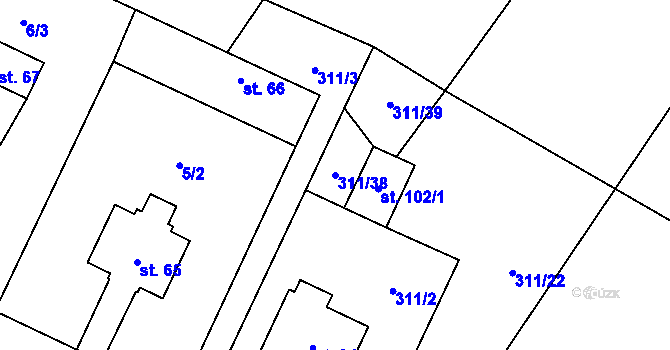 Parcela st. 311/38 v KÚ Vitinka, Katastrální mapa