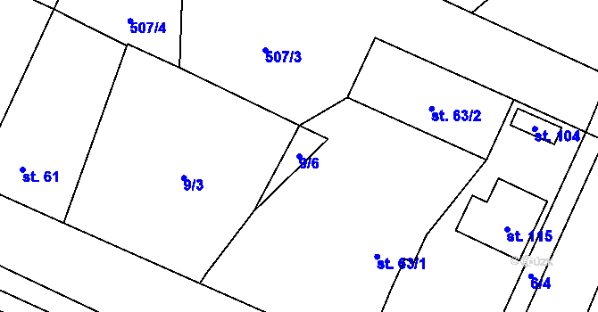 Parcela st. 9/6 v KÚ Vitinka, Katastrální mapa