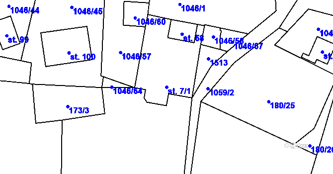 Parcela st. 7/1 v KÚ Hrušková, Katastrální mapa