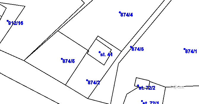 Parcela st. 41 v KÚ Hrušková, Katastrální mapa