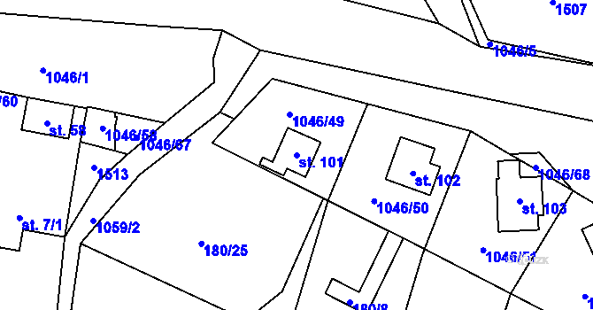 Parcela st. 101 v KÚ Hrušková, Katastrální mapa