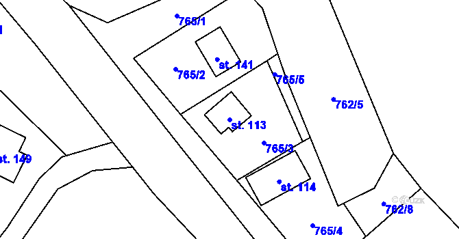 Parcela st. 113 v KÚ Hrušková, Katastrální mapa