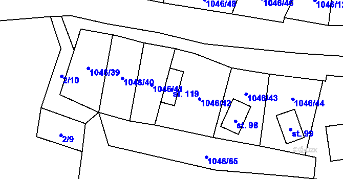 Parcela st. 119 v KÚ Hrušková, Katastrální mapa