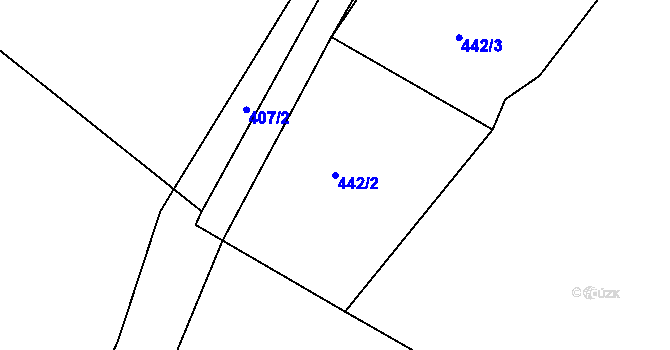 Parcela st. 442/2 v KÚ Hrušková, Katastrální mapa
