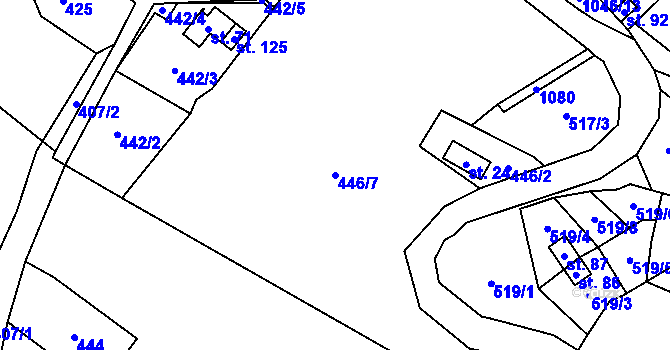 Parcela st. 446/7 v KÚ Hrušková, Katastrální mapa