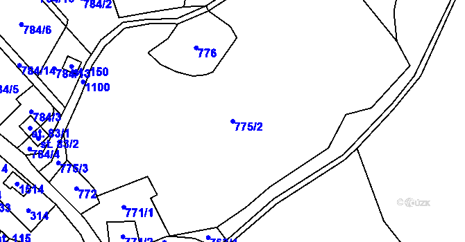 Parcela st. 775/2 v KÚ Hrušková, Katastrální mapa