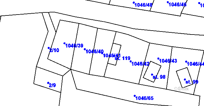 Parcela st. 1046/41 v KÚ Hrušková, Katastrální mapa