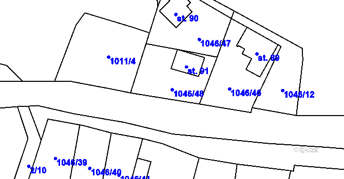 Parcela st. 1046/48 v KÚ Hrušková, Katastrální mapa