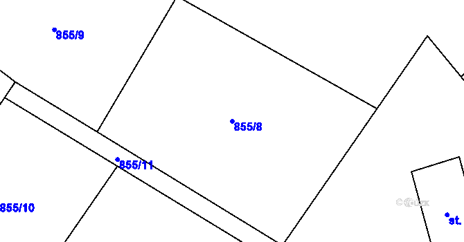 Parcela st. 855/8 v KÚ Hrušková, Katastrální mapa