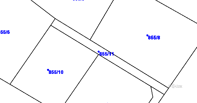 Parcela st. 855/11 v KÚ Hrušková, Katastrální mapa