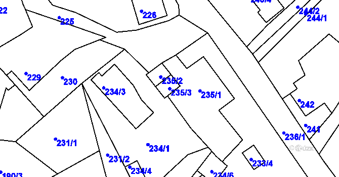 Parcela st. 235/3 v KÚ Vítkov u Sokolova, Katastrální mapa