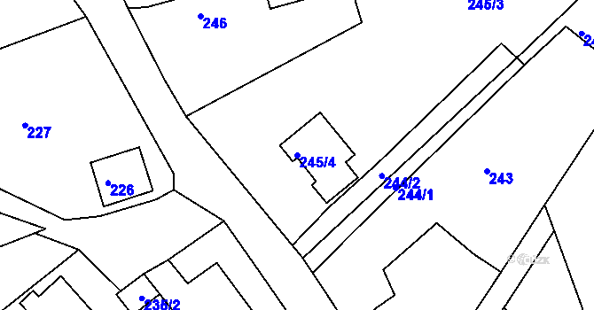 Parcela st. 245/4 v KÚ Vítkov u Sokolova, Katastrální mapa