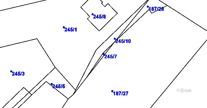 Parcela st. 245/7 v KÚ Vítkov u Sokolova, Katastrální mapa