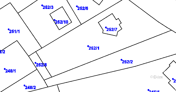 Parcela st. 252/1 v KÚ Vítkov u Sokolova, Katastrální mapa