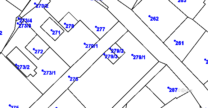 Parcela st. 279/3 v KÚ Vítkov u Sokolova, Katastrální mapa