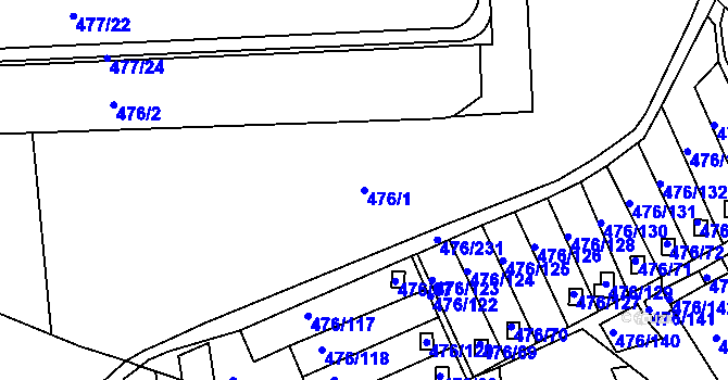 Parcela st. 476/1 v KÚ Vítkov u Sokolova, Katastrální mapa