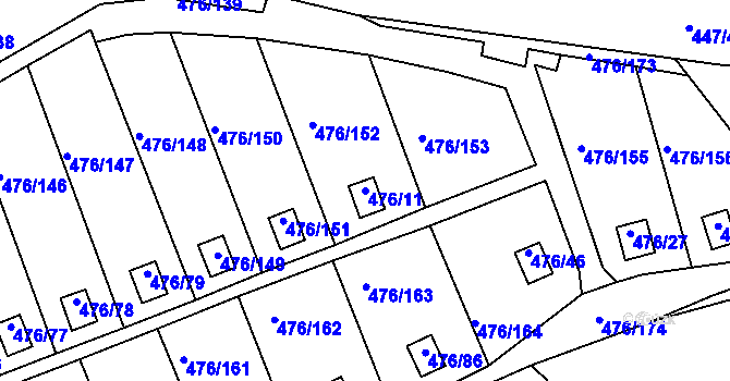 Parcela st. 476/11 v KÚ Vítkov u Sokolova, Katastrální mapa