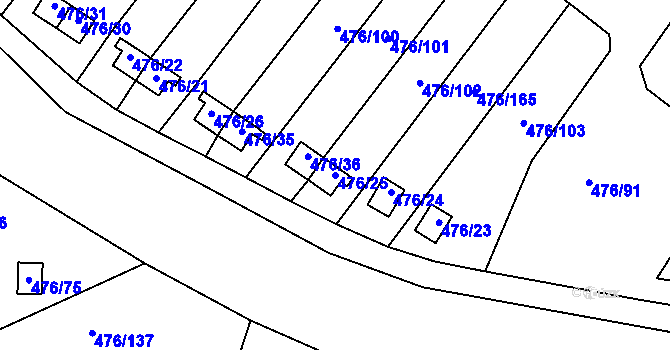 Parcela st. 476/25 v KÚ Vítkov u Sokolova, Katastrální mapa