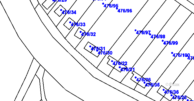 Parcela st. 476/30 v KÚ Vítkov u Sokolova, Katastrální mapa