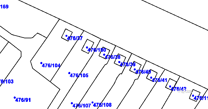 Parcela st. 476/38 v KÚ Vítkov u Sokolova, Katastrální mapa