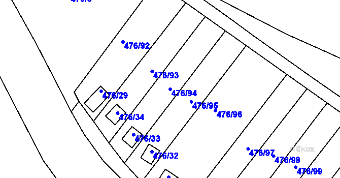 Parcela st. 476/94 v KÚ Vítkov u Sokolova, Katastrální mapa